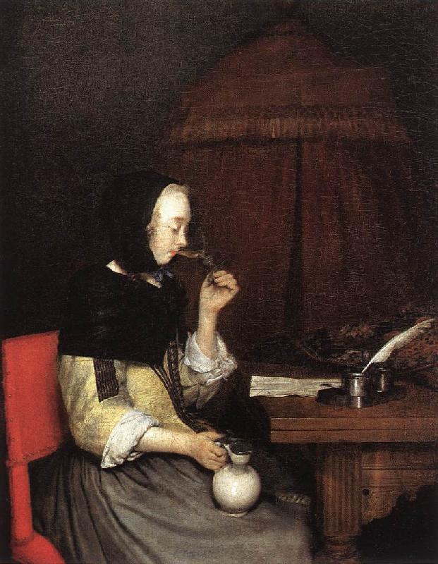 TERBORCH, Gerard Woman Drinking Winen 5r Germany oil painting art